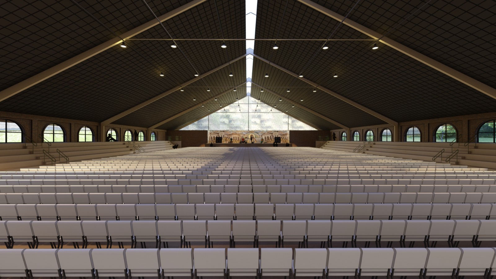 Interior do Rincão com a plateia voltada para o palco